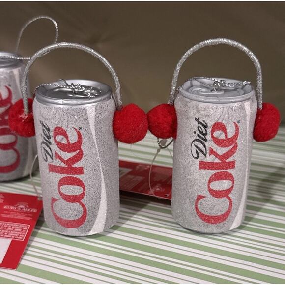 NWT Kurt Adler x Diet Coke FROSTED CAN CHRISTMAS ORNAMENT Set Of 3 - Picture 3 of 8